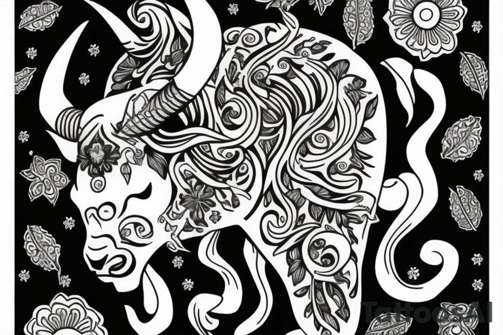 no flowers, taurus goddess with a bull tattoo idea