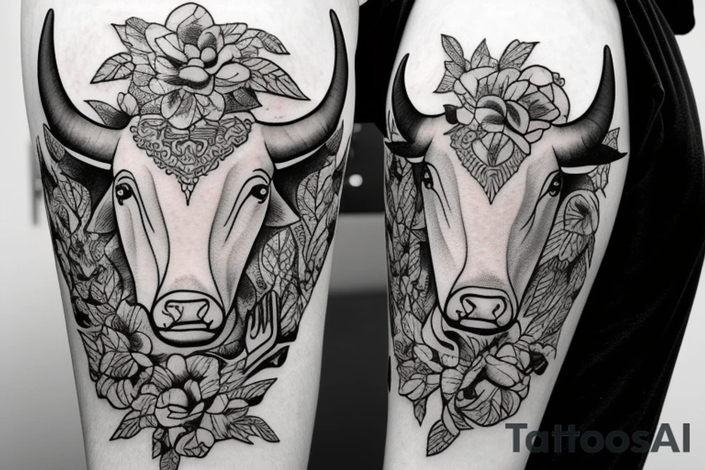 no flowers, taurus goddess with a bull tattoo idea