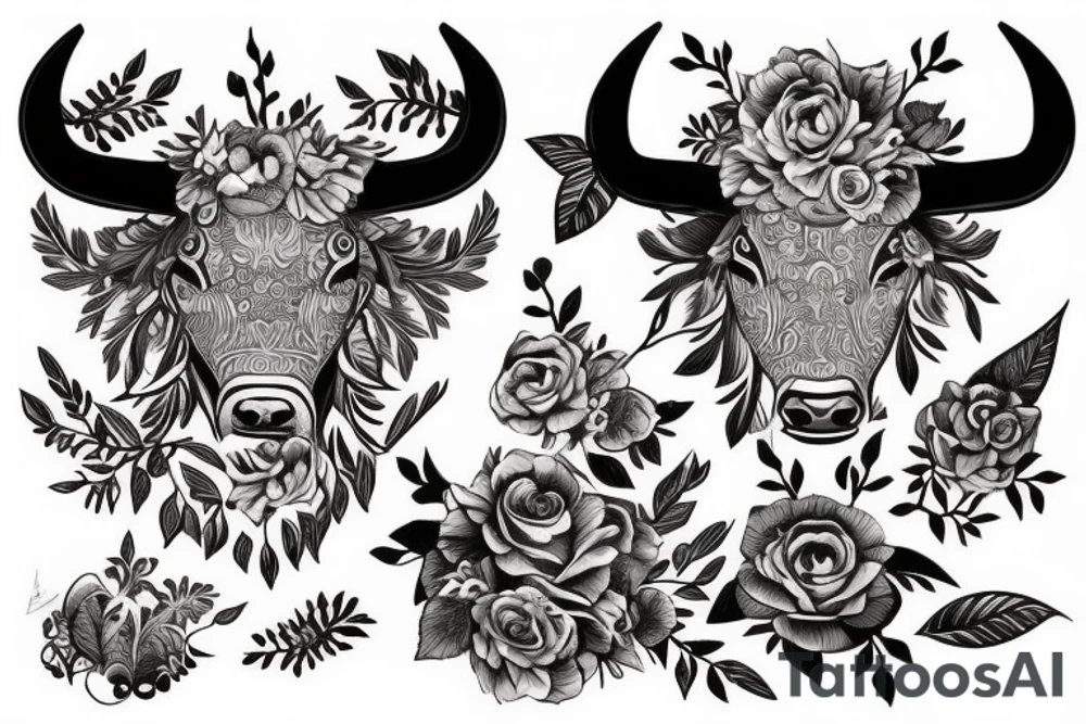 no flowers, taurus goddess with a bull tattoo idea
