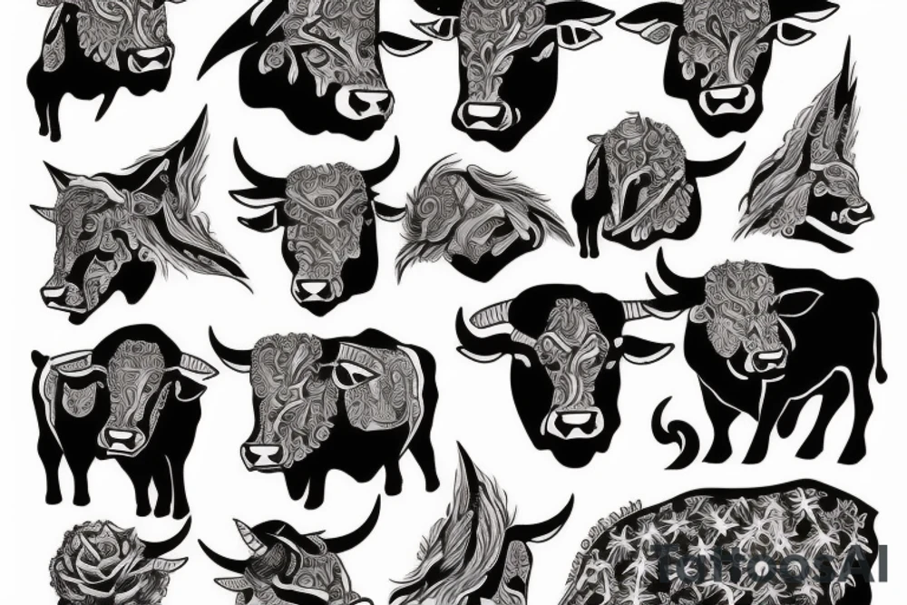 bull woman with a bull and stars tattoo idea