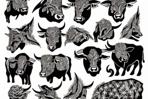 bull woman with a bull and stars tattoo idea