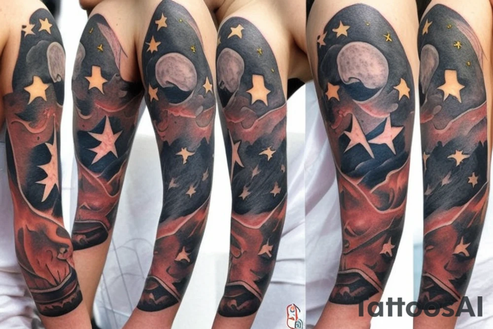 bull woman with a bull and stars tattoo idea