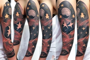 bull woman with a bull and stars tattoo idea