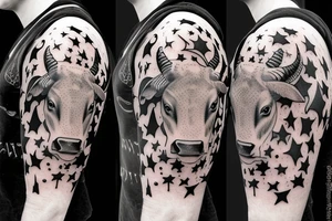 bull woman with a bull and stars tattoo idea