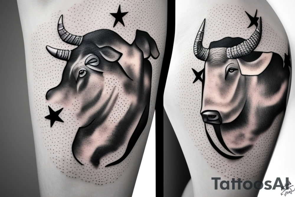 bull woman with a bull and stars tattoo idea