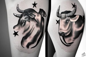 bull woman with a bull and stars tattoo idea