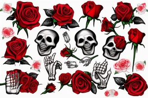 skeleton hand holding a red rose tattoo idea