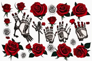 skeleton hand holding a red rose tattoo idea