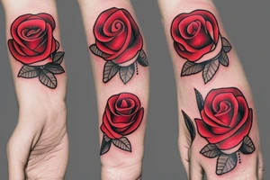 skeleton hand holding a red rose tattoo idea