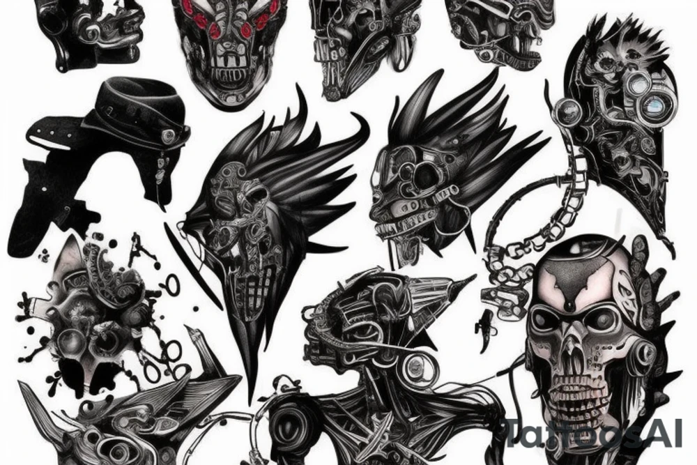 wild west cyberpunk devil
 tattoo tattoo idea