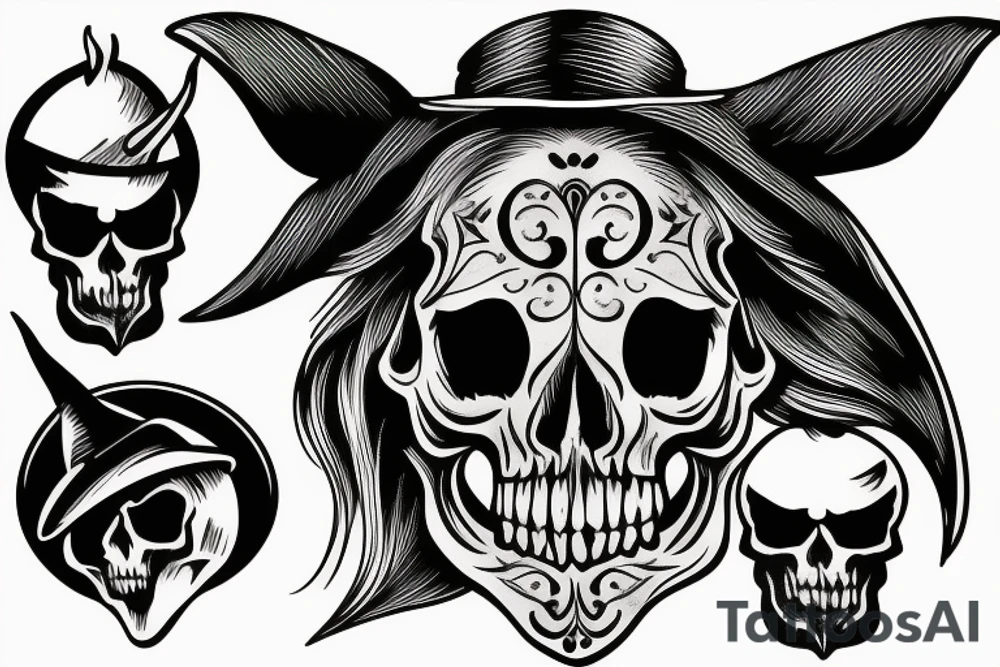 wild west devil skull tattoo idea