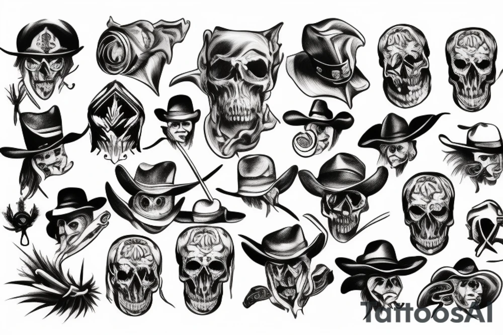 wild west devil skull tattoo idea