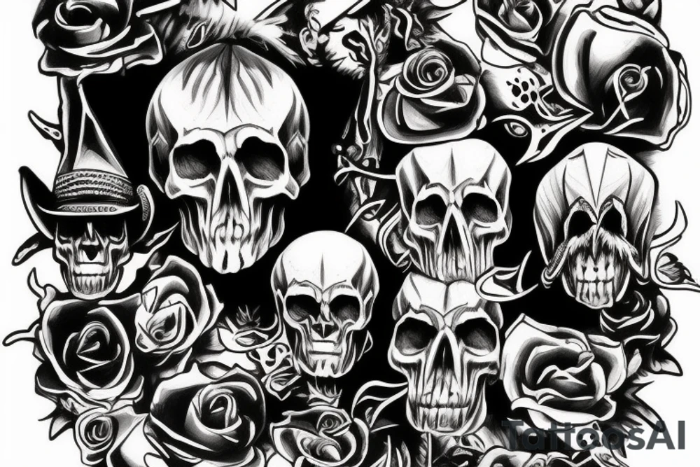 wild west devil skull tattoo idea