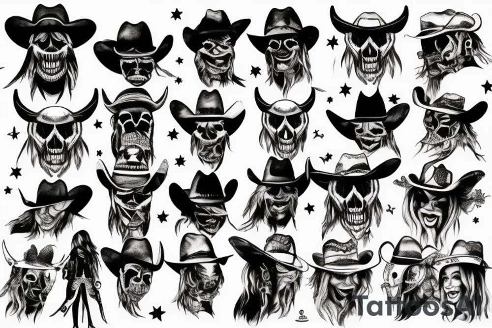 wild west cowboy devil skull tattoo idea