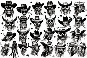 wild west cowboy devil skull tattoo idea