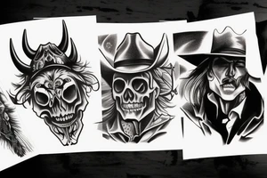 wild west cowboy devil skull tattoo idea