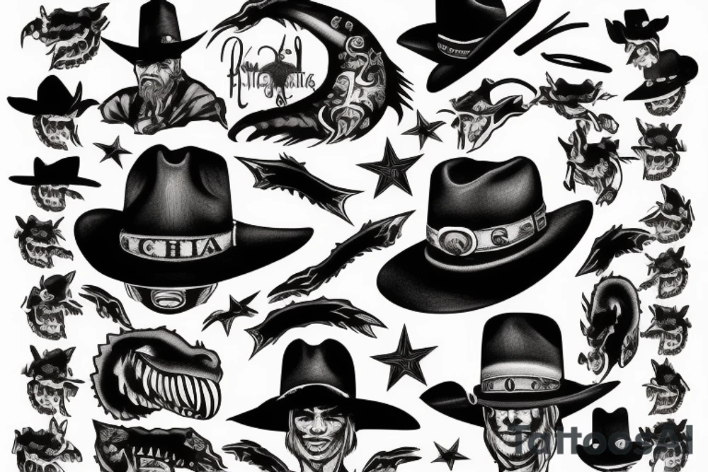 wild west cowboy devil aligator tattoo idea