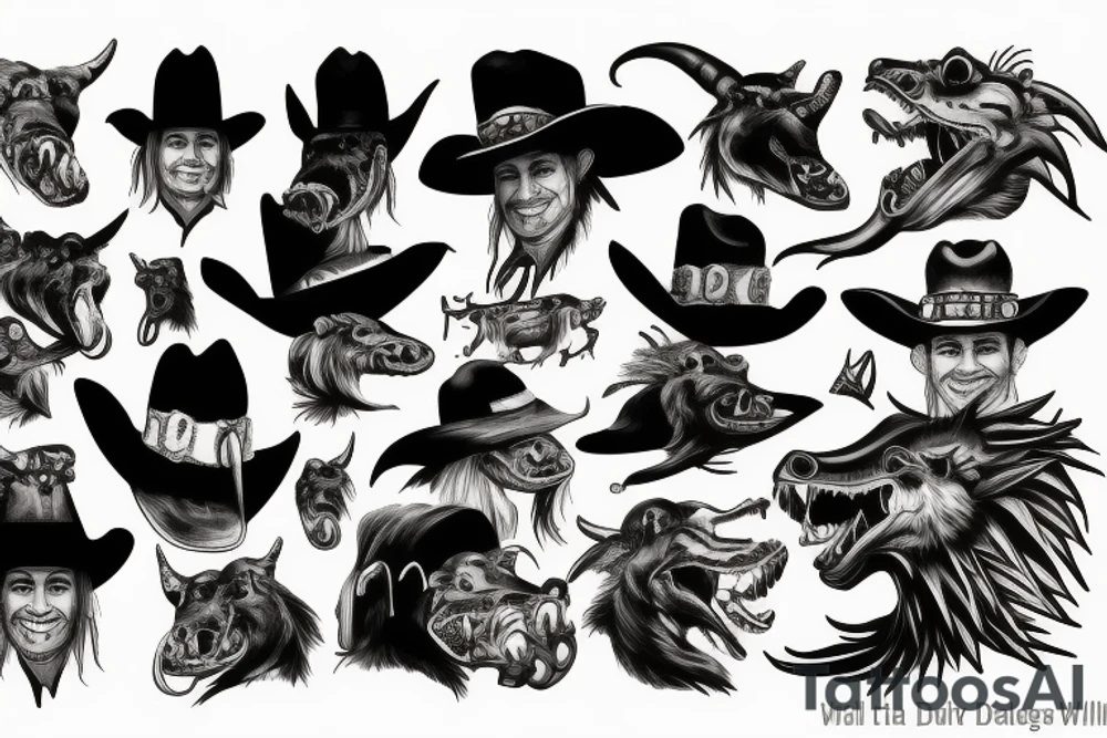 wild west cowboy devil aligator tattoo idea