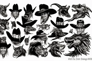 wild west cowboy devil aligator tattoo idea