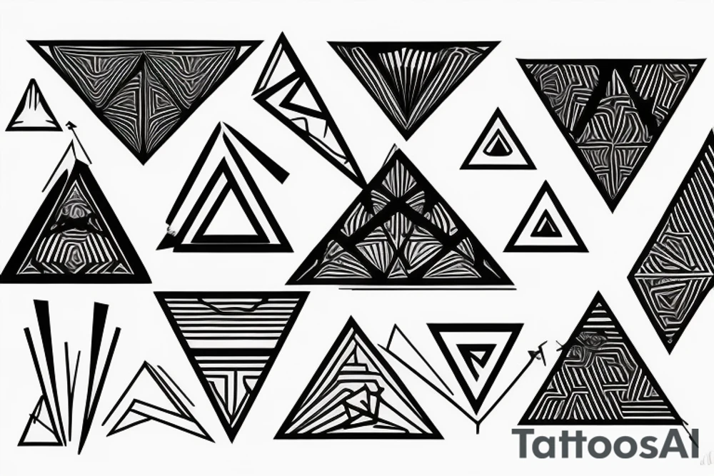 Geometrical design of an triangles which melt tattoo idea