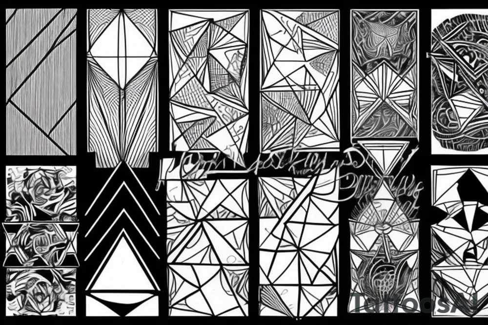 Geometrical design of an triangles which melt tattoo idea