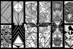 Geometrical design of an triangles which melt tattoo idea