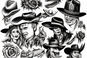 wild west cowboy devil aligator tattoo idea