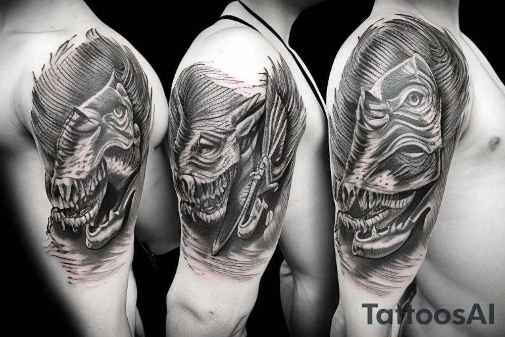 wild west cowboy devil aligator tattoo idea