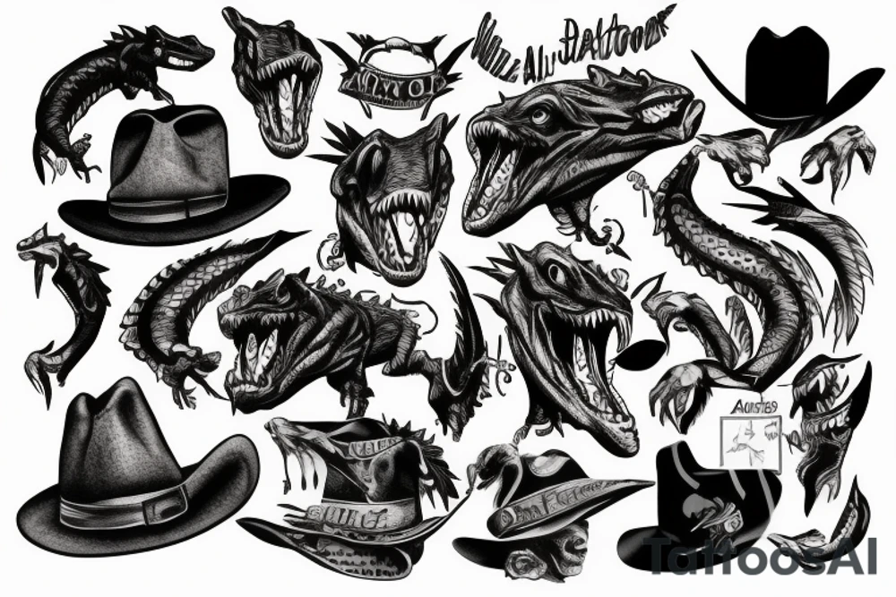 wild west devil aligator tattoo idea