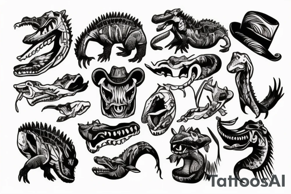 wild west devil aligator tattoo idea