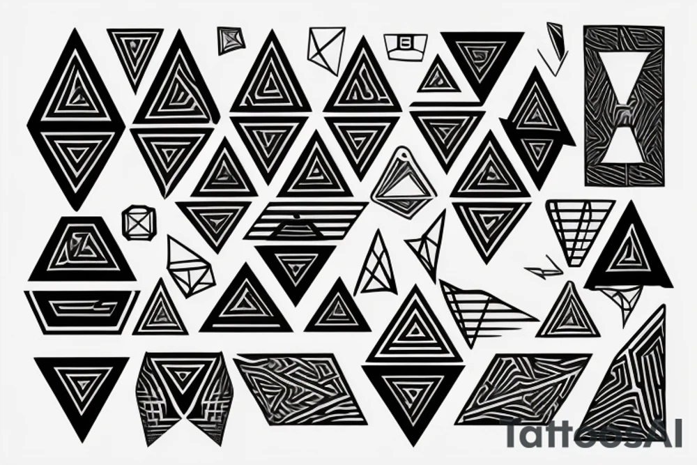 Geometrical design of an triangles which melt tattoo idea