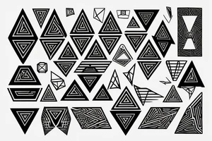 Geometrical design of an triangles which melt tattoo idea