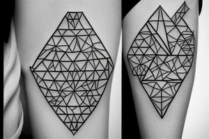 Geometrical design of an triangles which melt tattoo idea