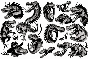 wild west devil aligator tattoo idea