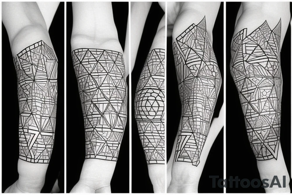Geometrical design of an triangles and circles and cubes tattoo idea
