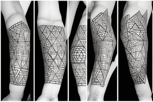 Geometrical design of an triangles and circles and cubes tattoo idea