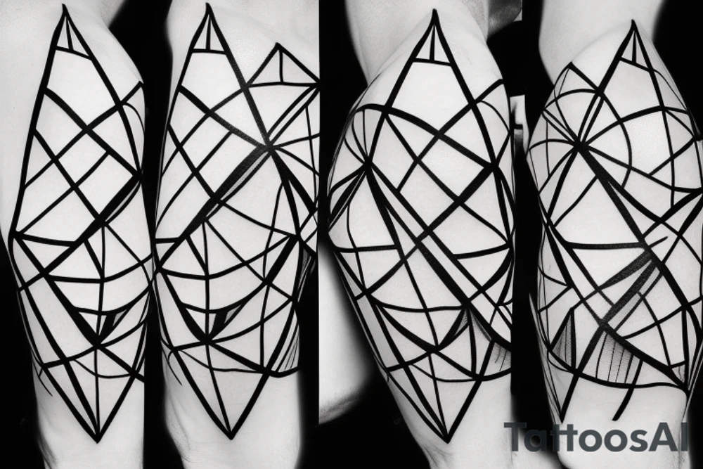 Geometrical design of an triangles and circles and cubes tattoo idea