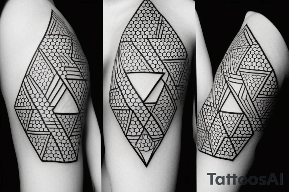 Geometrical design of an triangles and circles and cubes tattoo idea