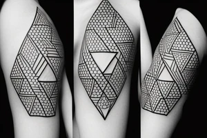 Geometrical design of an triangles and circles and cubes tattoo idea