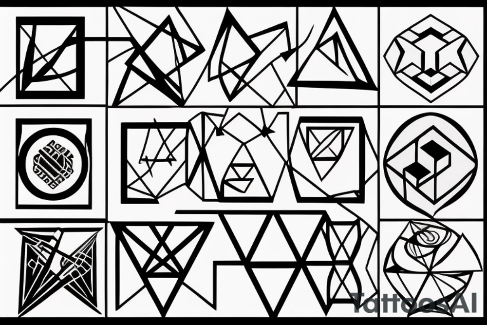 Geometrical design of an triangles and circles and cubes tattoo idea Geometrical design of an triangles and circles and cubes tattoo idea