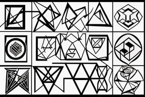 Geometrical design of an triangles and circles and cubes tattoo idea