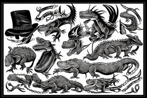 wild west devil aligator tattoo idea