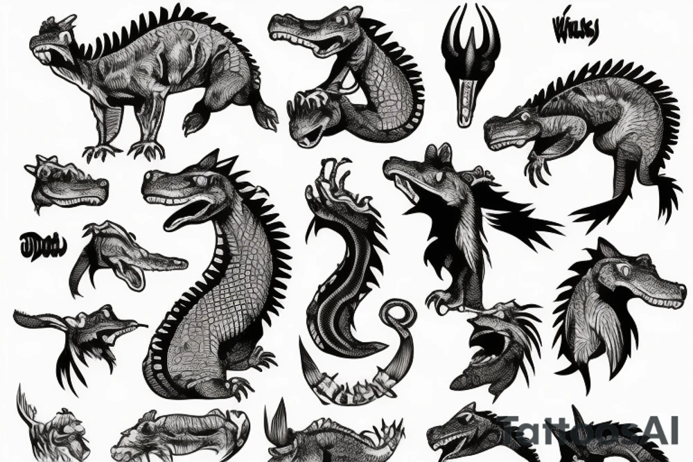 wild west devil aligator tattoo idea