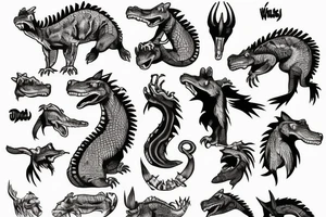 wild west devil aligator tattoo idea