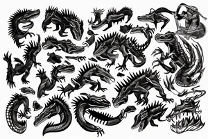 wild west devil aligator crocodile tattoo idea