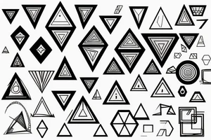 Geometrical 3d design of triangles and circles and cubes tattoo idea
