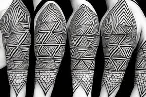 Geometrical 3d design of triangles and circles and cubes tattoo idea