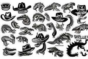 wild west devil aligator crocodile tattoo idea