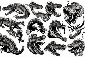 wild west devil aligator crocodile tattoo idea