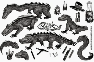 wild west devil aligator crocodile tattoo idea
